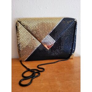 Vintage Retro Metal Mesh Bag Purse Clutch  Snake Chain Strap DISCO GLAM 80's LUX